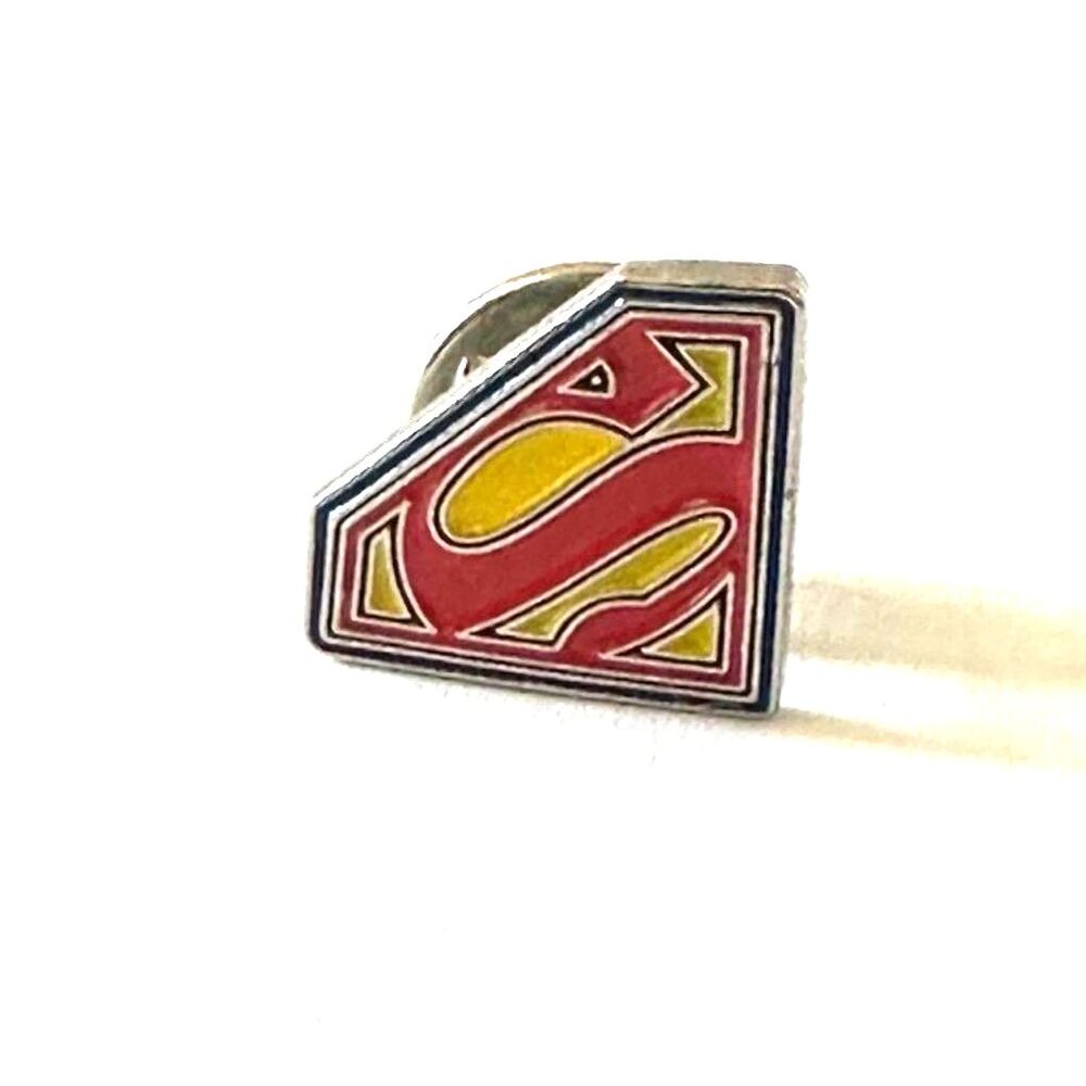 Superman "S" Shield Tie Tack / Lapel Pin — Red & Gold Enamel